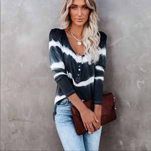 VICI Take Me Anywhere Tie Dye Henley Top